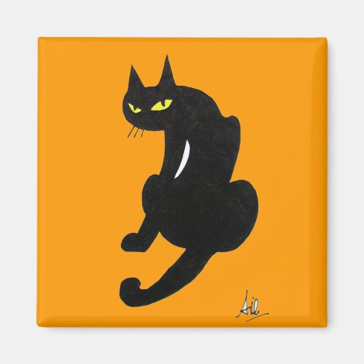 黒猫のハロウィンパーティー マグネット (正面)