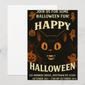 黒猫のハロウィンパーティー 招待状 (正面/裏面)