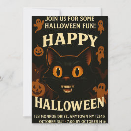黒猫のハロウィンパーティー 招待状