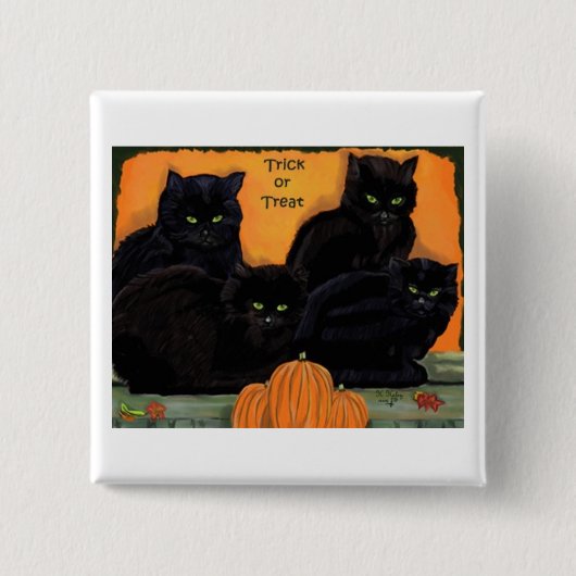 黒猫のハロウィンボタン 缶バッジ (正面)