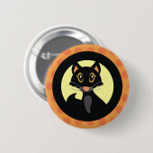 黒猫のハロウィンボタンPinのバッジ 缶バッジ (正面&裏面)
