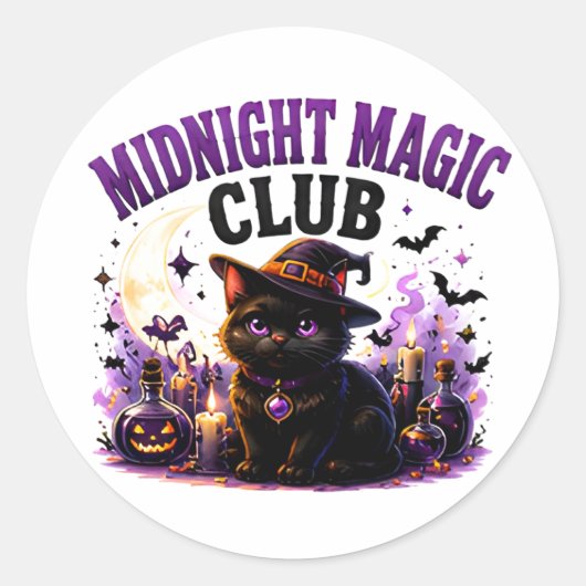 🐈‍⬛ 黒猫のハロウィンマジック 🌙 ラウンドシール (正面)