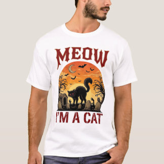 黒猫のハロウィン墓地_1 Tシャツ