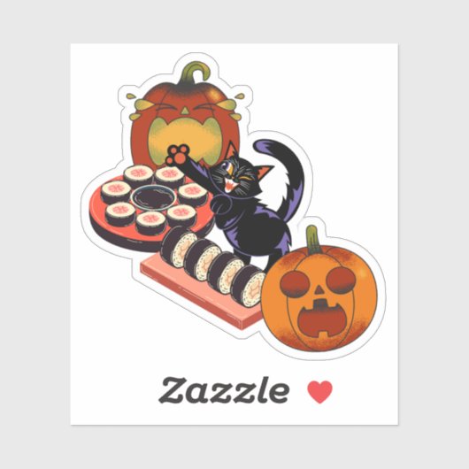 黒猫のハロウィン寿司パーティー シール (シート)