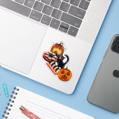黒猫のハロウィン寿司パーティー シール (ノートパソコンとiPhone)