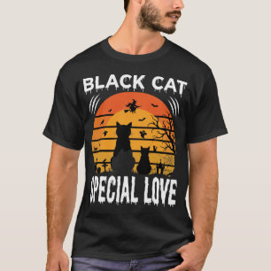 黒猫のハロウィン特別な愛ゴシックデザイン Tシャツ