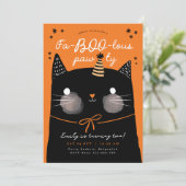黒猫のハロウィン誕生日パーティーの招待状 招待状 (スタンド正面)