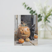 黒猫のハロウィン飾り シーズンカード (スタンド正面)