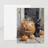 黒猫のハロウィン飾り シーズンカード (正面/裏面)