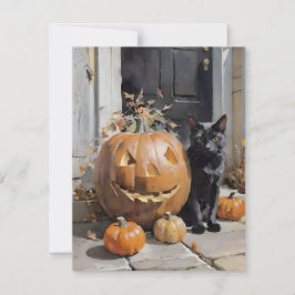 黒猫のハロウィン飾り シーズンカード