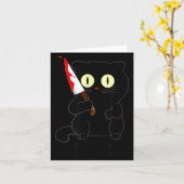 黒猫のハロウィン カード (黄色い花)
