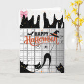 黒猫のハロウィン グリーティングカード (黄色い花)