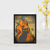黒猫のハロウィン グリーティング カード (黄色い花)