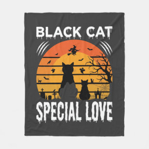 黒猫のハロウィン スペシャル ラブ ゴシック デザイン フリースブランケット