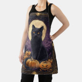 黒猫のハロウィン テーマのタロット カード エプロン (インサイチュ)