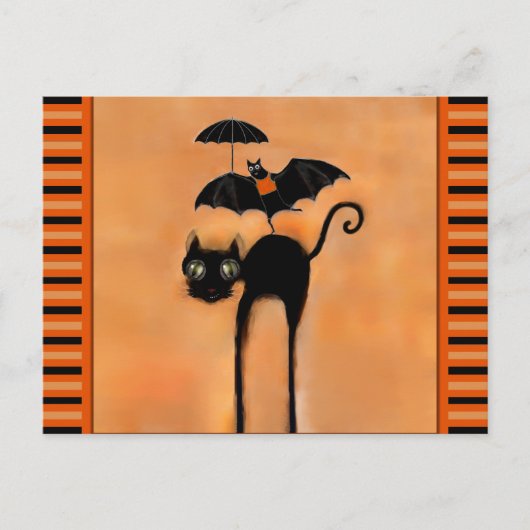 黒猫のハロウィン ポストカード (正面)