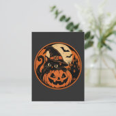黒猫のハロウィン ポストカード (スタンド正面)