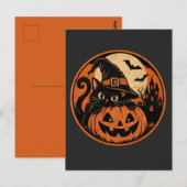 黒猫のハロウィン ポストカード (正面/裏面)