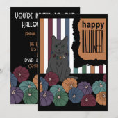 黒猫のハロウィン 招待状 (正面/裏面)
