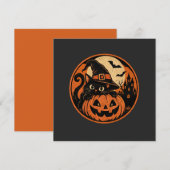 黒猫のハロウィン  招待状 (正面/裏面)