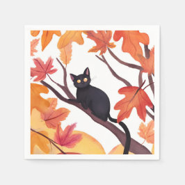 黒猫のハロウィン 秋 スタンダードカクテルナプキン