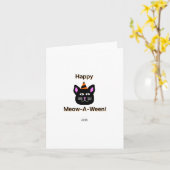 黒猫のハロウィーン縦グリーティングカード カード (黄色い花)