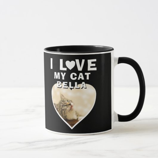 黒猫のハート型写真 名前入り 愛猫グッズ マグカップ (右)