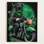 黒猫のバイク聖パトリックの日 プランナー手帳 (正面)