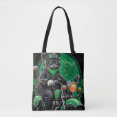 黒猫のバイク St. Patrick's Day トートバッグ (正面)