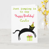 黒猫のバースデーおもしろいタカード カード (黄色い花)