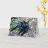 黒猫のバースデー・カード1 カード (黄色い花)