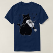 黒猫のバ遊イオリンおもしろいミュージシャン Tシャツ (デザイン正面)