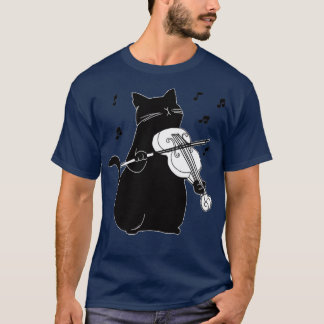 黒猫のバ遊イオリンおもしろいミュージシャン Tシャツ