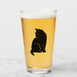 黒猫のパイントガラス タンブラーグラス