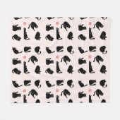 黒猫のパターン フリースブランケット (正面(横))