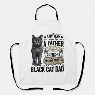 黒猫のパパ レトロ風の彫刻Tシャツデザイン_1 エプロン