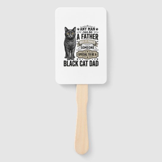 黒猫のパパ 昔風の彫刻Tシャツデザイン_1 ハンドファン (正面)