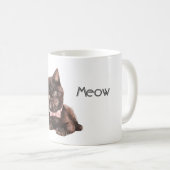 黒猫のピンクのリボン コーヒーマグカップ (正面右)