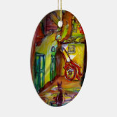 黒猫のフィレンツェの中世の路地 セラミックオーナメント (右)