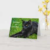 黒猫のブラックユーモア 誕生日カード ねこ好きな人へ カード (黄色い花)