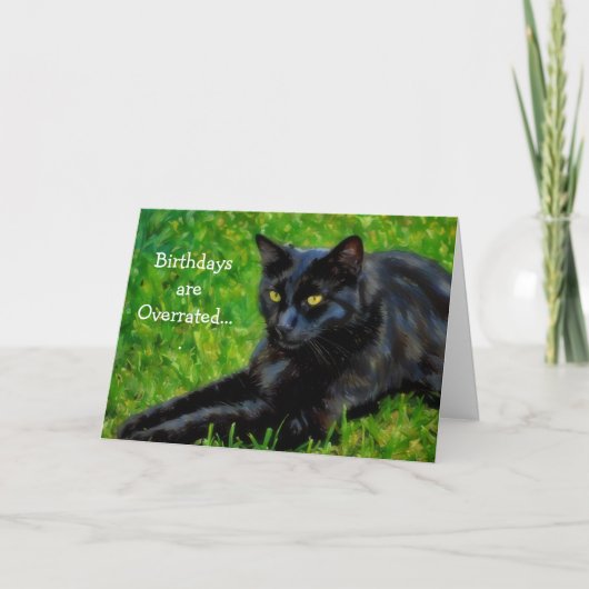 黒猫のブラックユーモア 誕生日カード ねこ好きな人へ カード (正面)
