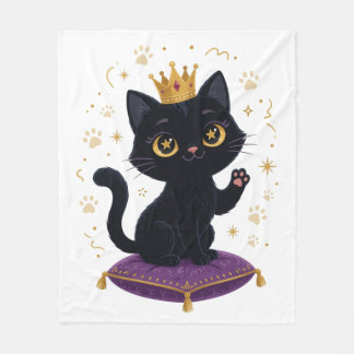黒猫のブランケット ロイヤルクイーン かわいい猫好きへのプレゼント フリースブランケット