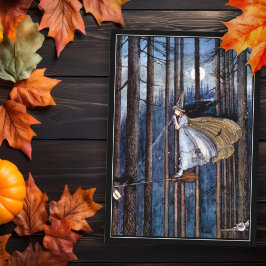 黒猫のブロムにハロウィーンの魔女 カード