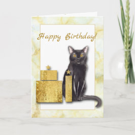 黒猫のプレゼント誕生日カード カード
