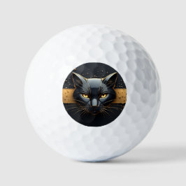 黒猫のヘッドデザインにゴールドのドリップ模様 🐈 ゴルフボール