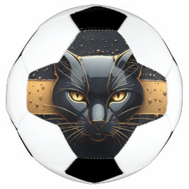 黒猫のヘッドデザインにゴールドのドリップ模様 🐈 サッカーボール