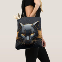 黒猫のヘッドデザインにゴールドのドリップ模様 🐈