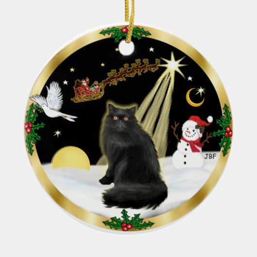 黒猫のペルシャ猫 セラミックオーナメント (正面)