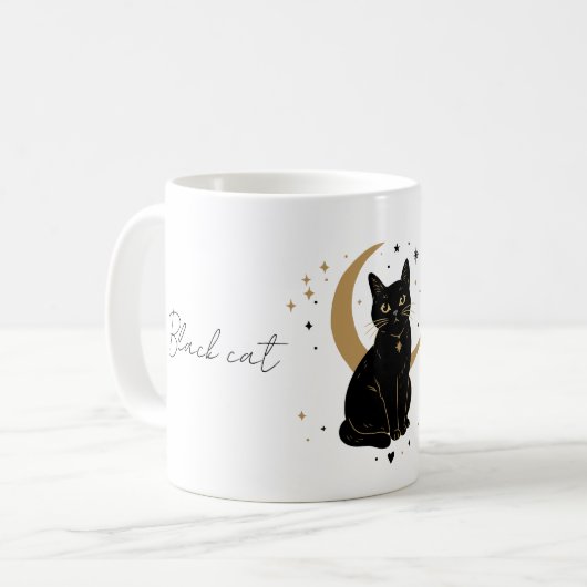 黒猫のマグカップ コーヒーマグカップ (正面左)