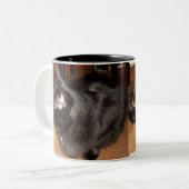 黒猫のマグカップ ツートーンマグカップ (正面左)
